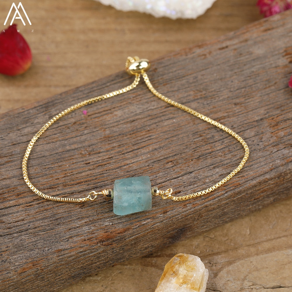 Natural Stone Gold Adjustable Bracelet