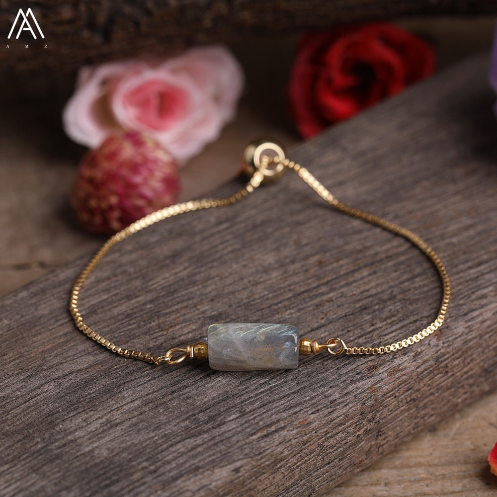 Natural Stone Gold Adjustable Bracelet