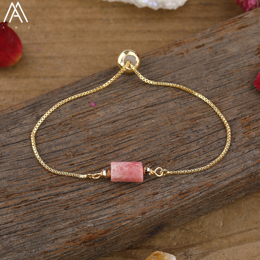 Natural Stone Gold Adjustable Bracelet