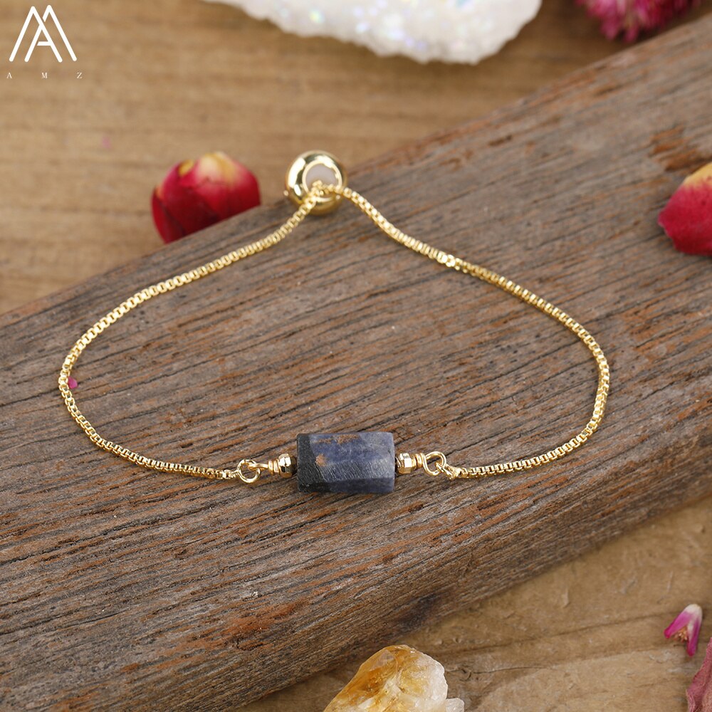 Natural Stone Gold Adjustable Bracelet