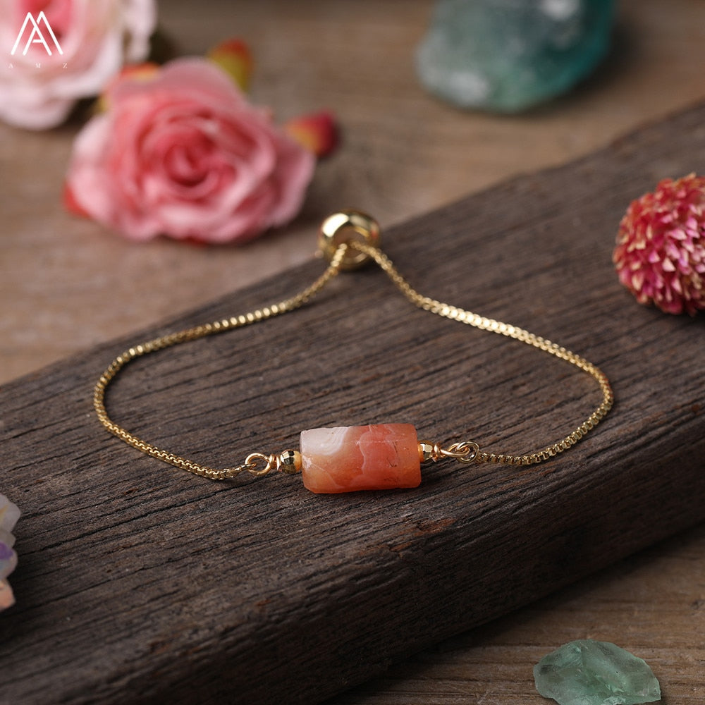 Natural Stone Gold Adjustable Bracelet