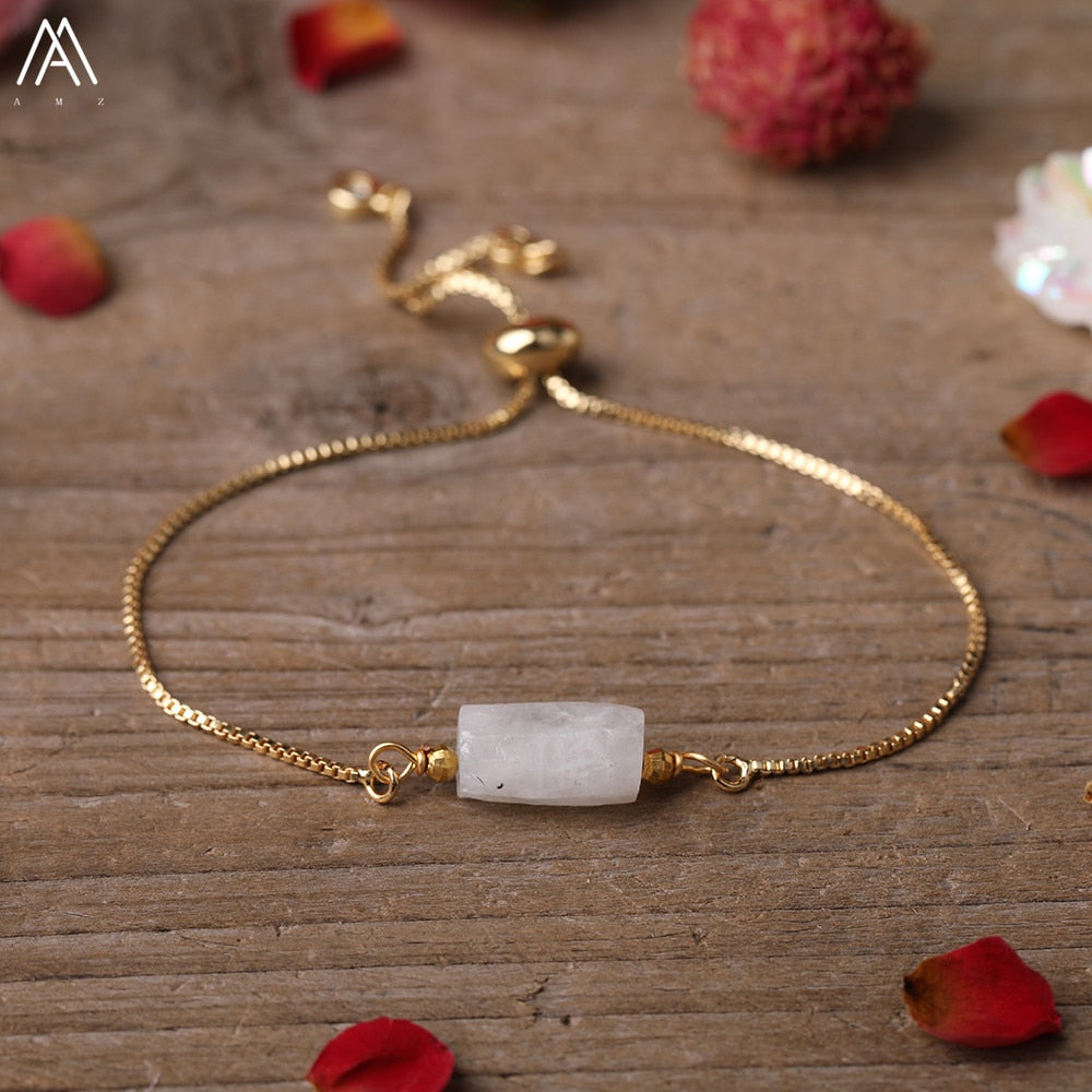 Natural Stone Gold Adjustable Bracelet