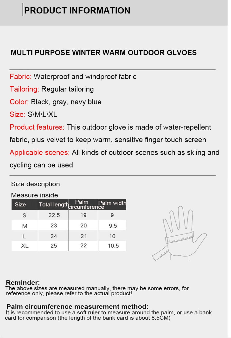 New Warm Winter Waterproof Outdoor Gloves