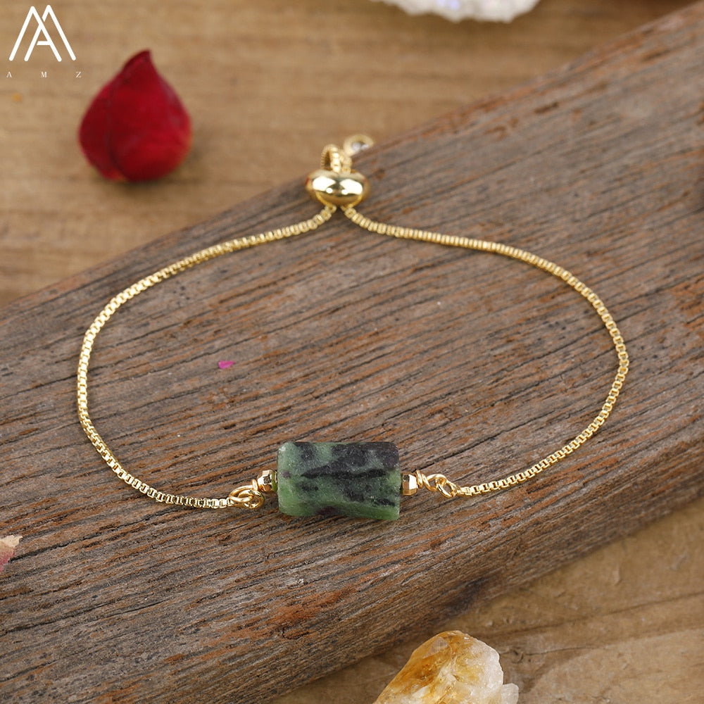 Natural Stone Gold Adjustable Bracelet