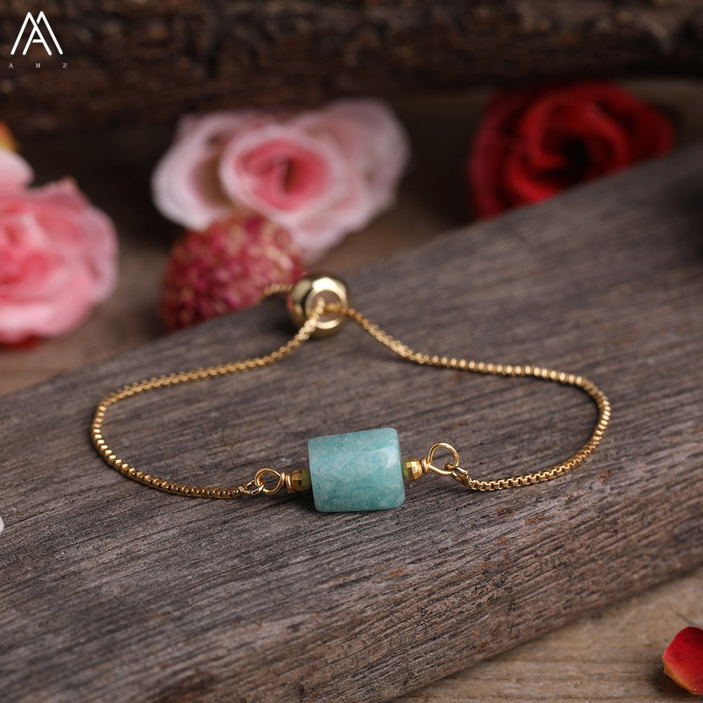 Natural Stone Gold Adjustable Bracelet