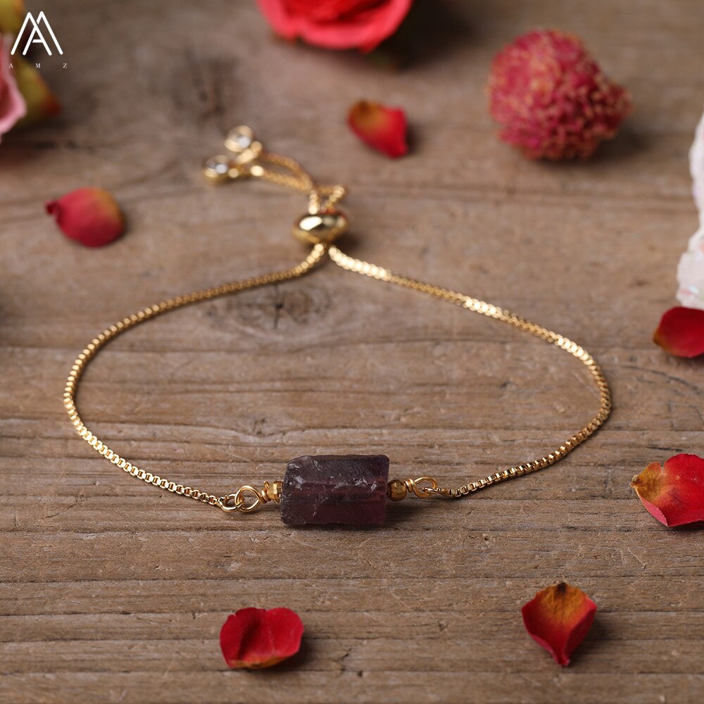 Natural Stone Gold Adjustable Bracelet