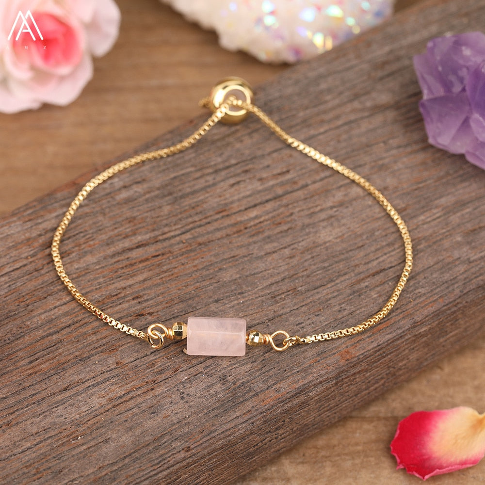 Natural Stone Gold Adjustable Bracelet