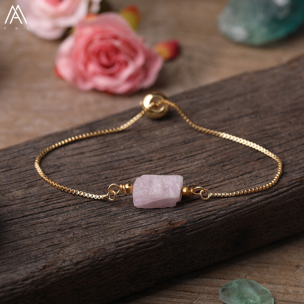 Natural Stone Gold Adjustable Bracelet