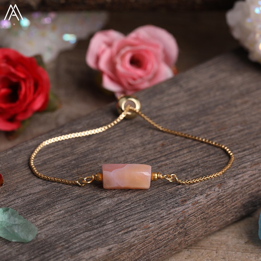 Natural Stone Gold Adjustable Bracelet