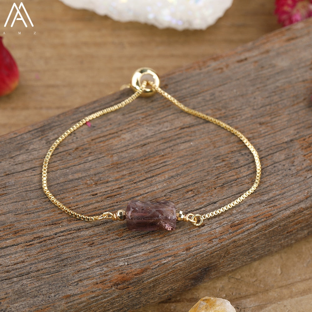 Natural Stone Gold Adjustable Bracelet