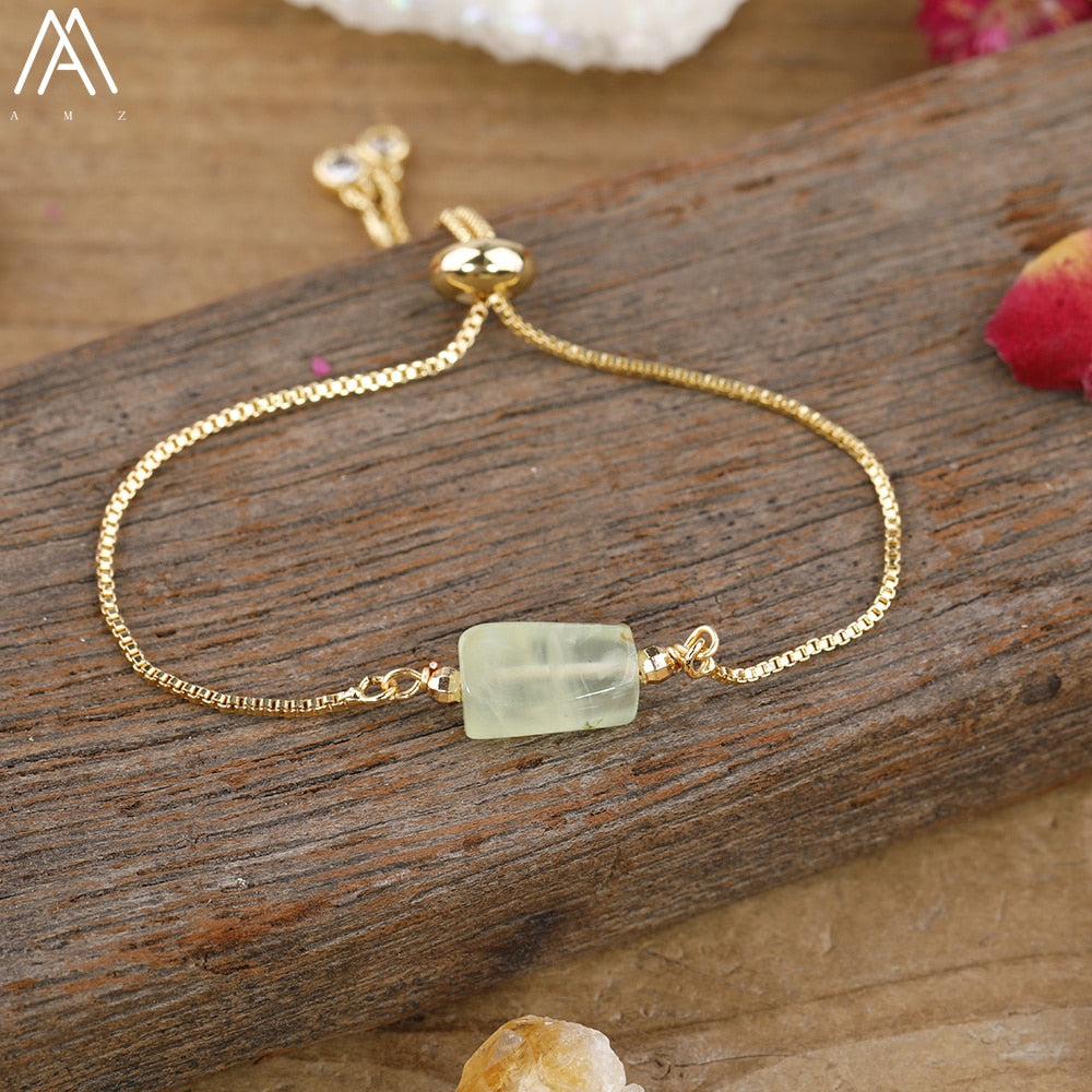 Natural Stone Gold Adjustable Bracelet