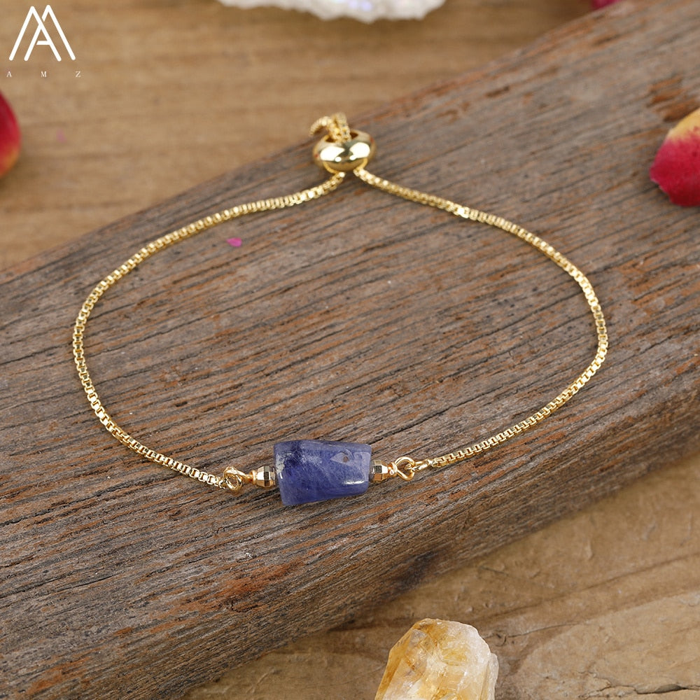 Natural Stone Gold Adjustable Bracelet