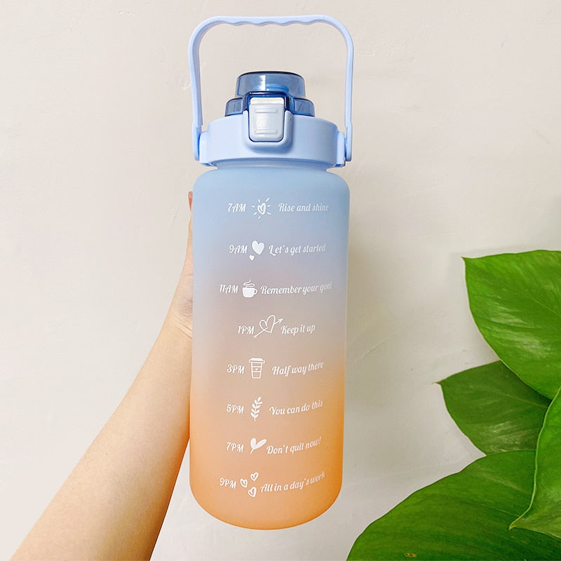 Half Gallon Motivational Water Bottle with Time Marker & Straw