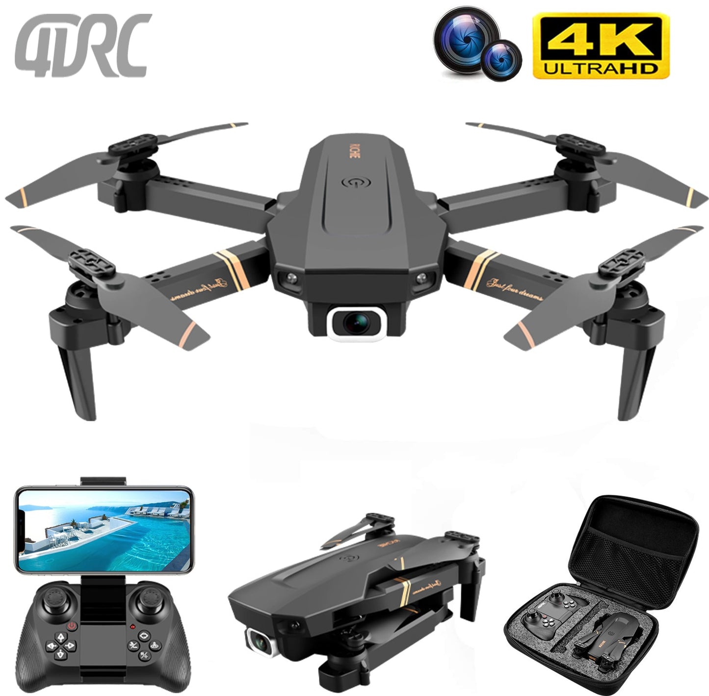 4DRC V4 RC Drone 4K 1080P HD Wide Angle Camera With WiFi & Dual Camera