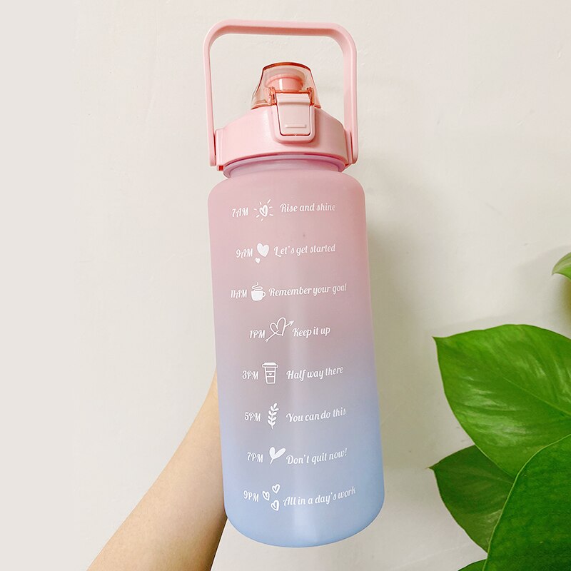 Half Gallon Motivational Water Bottle with Time Marker & Straw