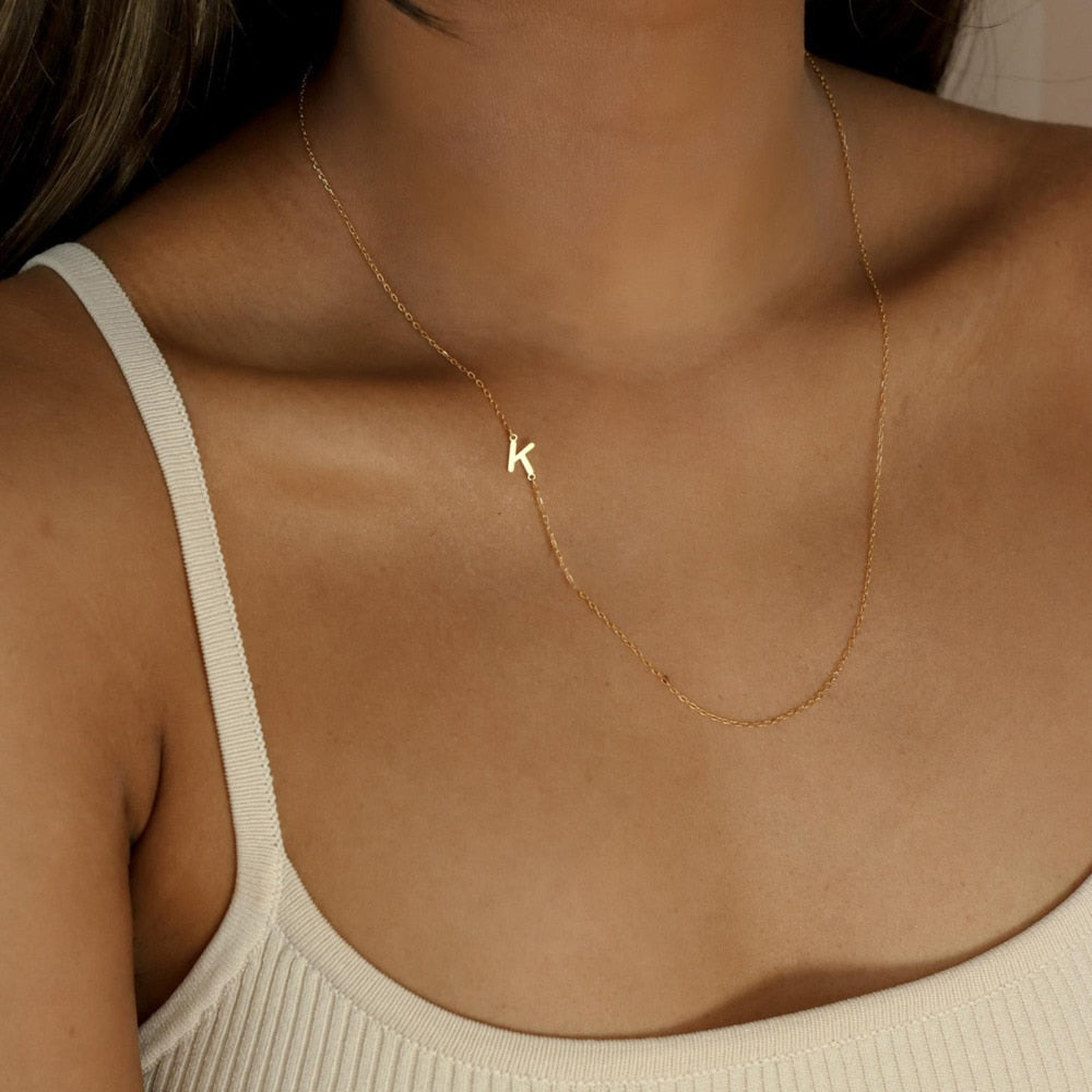 Stainless Steel Tiny Initial Necklace